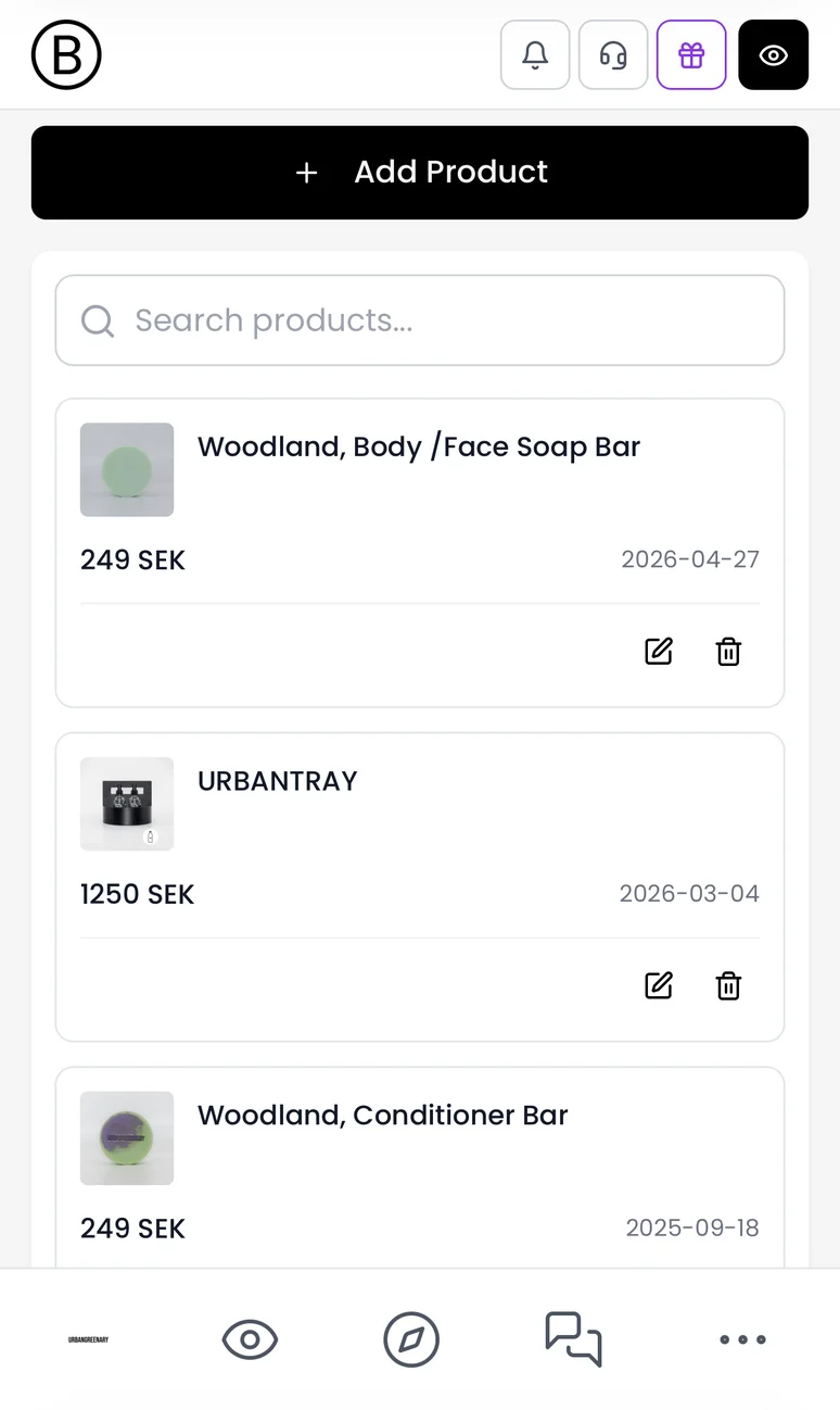 BOOSTIFIED – Betalningskatalog med produktlistor, priser och redigeringsfunktioner